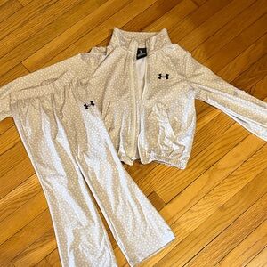 Girls Under Armour Cream Polka Dot Tracksuit